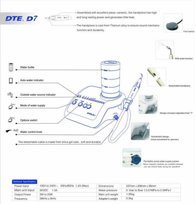 Ultrasonic Scaler with LED DTE D7+LED